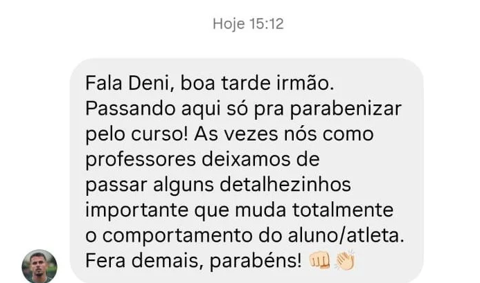 Depoimento de aluno via WhatsApp