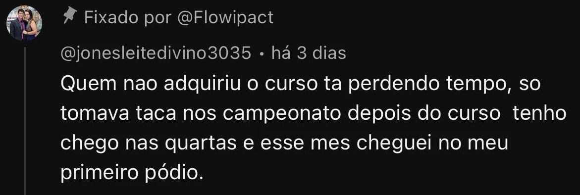 Comentário de aluno no Instagram