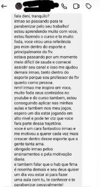 Depoimento de aluno via WhatsApp