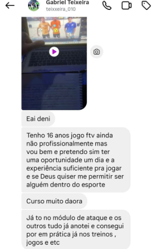 Conversa com aluno no Instagram